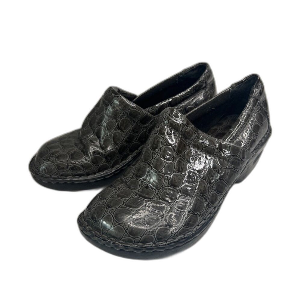 BOC Born Concept Faux Croc Dark Gray Slip On Clog Size 6.5